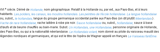 Définition hollandais ACAD 1986