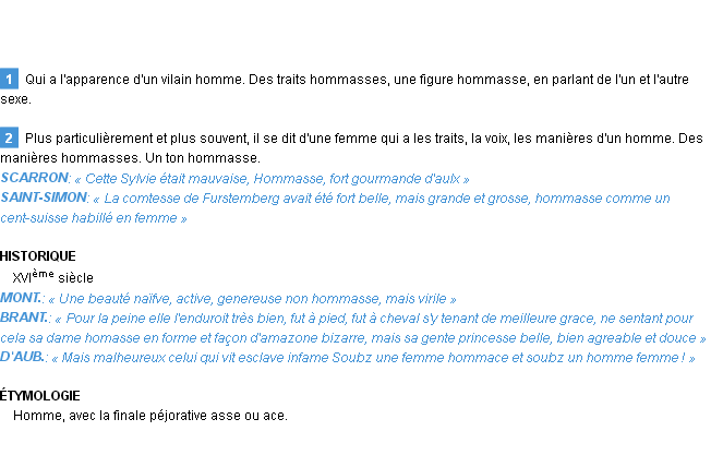 Définition hommasse Emile Littré