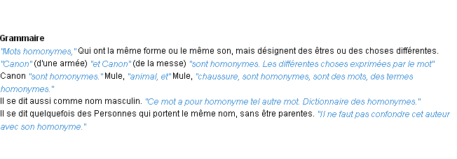 Définition homonyme ACAD 1932