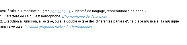 Définition homophonie ACAD 1986