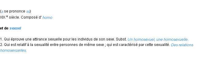 Définition homosexuel ACAD 1986