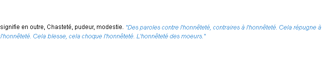 Définition honnêteté ACAD 1835