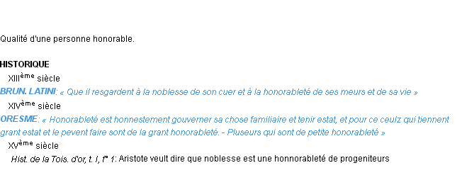 Définition honorabilité Emile Littré