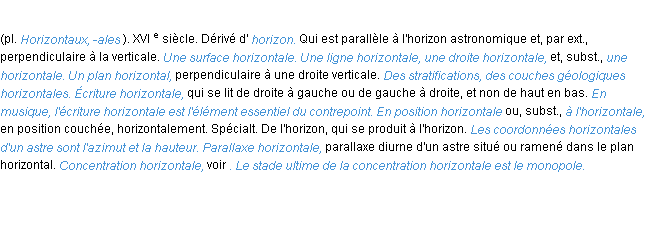 Définition horizontal ACAD 1986