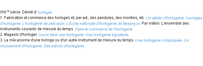 Définition horlogerie ACAD 1986