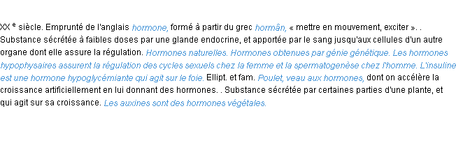 Définition hormone ACAD 1986