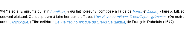 Définition horrifique ACAD 1986