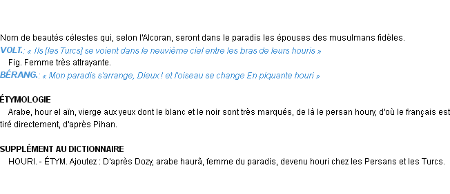 Définition houri Emile Littré