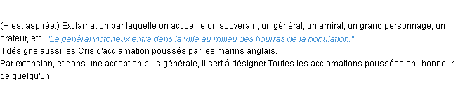 Définition hourra ACAD 1932