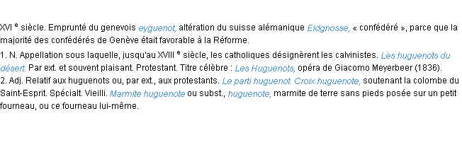 Définition huguenot ACAD 1986