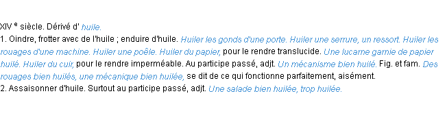 Définition huiler ACAD 1986