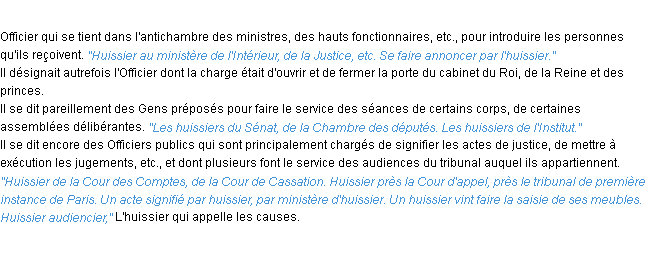 Définition huissier ACAD 1932