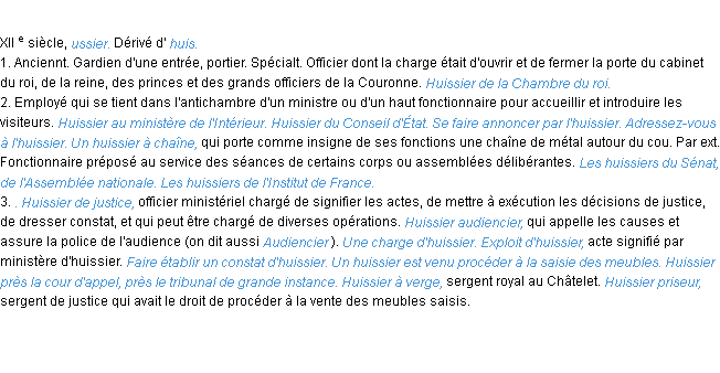 Définition huissier ACAD 1986