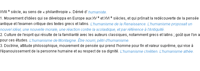 Définition humanisme ACAD 1986