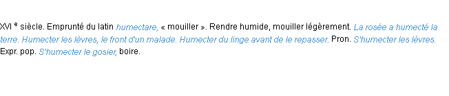Définition humecter ACAD 1986