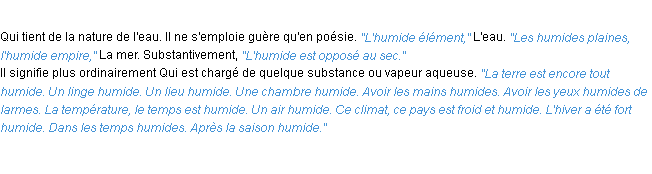 Définition humide ACAD 1932