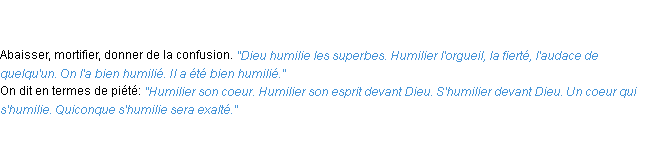 Définition humilier ACAD 1798