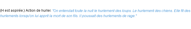 Définition hurlement ACAD 1932