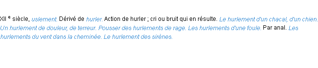 Définition hurlement ACAD 1986