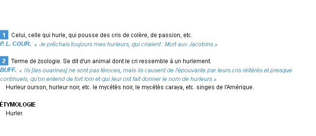 Définition hurleur Emile Littré