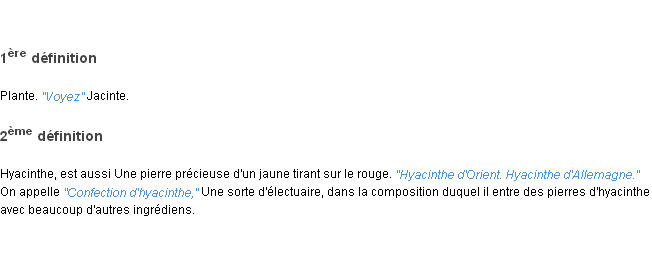 Définition hyacinthe ACAD 1798
