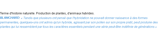 Définition hybridation Emile Littré