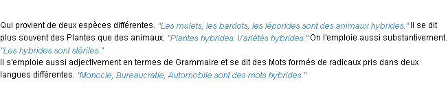 Définition hybride ACAD 1932