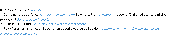 Définition hydrater ACAD 1986