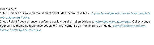 Définition hydrodynamique ACAD 1986