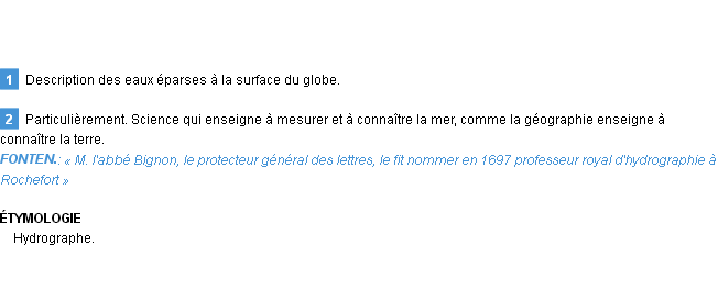 Définition hydrographie Emile Littré