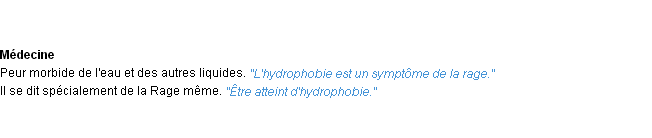 Définition hydrophobie ACAD 1932