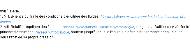 Définition hydrostatique ACAD 1986