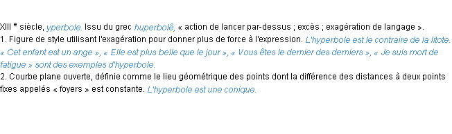 Définition hyperbole ACAD 1986