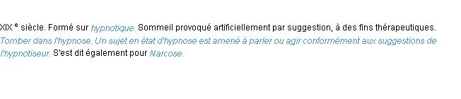 Définition hypnose ACAD 1986