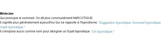 Définition hypnotique ACAD 1932