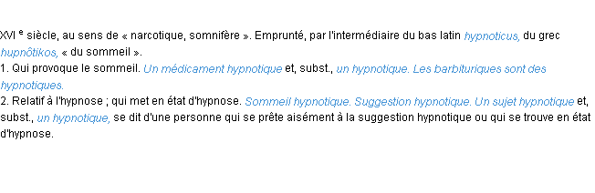 Définition hypnotique ACAD 1986