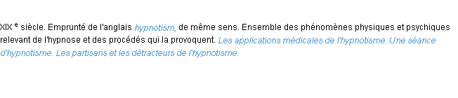 Définition hypnotisme ACAD 1986