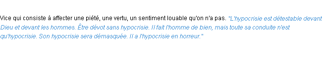 Définition hypocrisie ACAD 1932