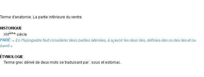 Définition hypogastre Emile Littré