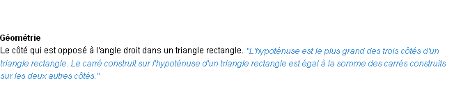 Définition hypoténuse ACAD 1932