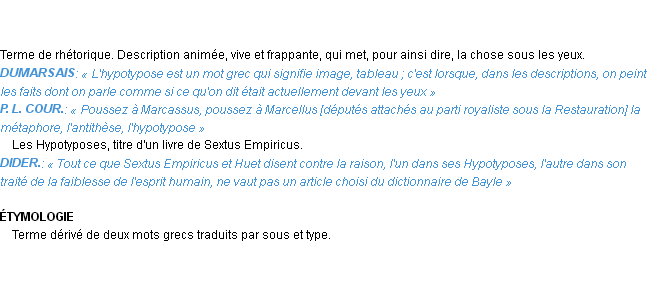 Définition hypotypose Emile Littré