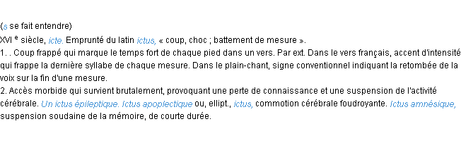 Définition ictus ACAD 1986