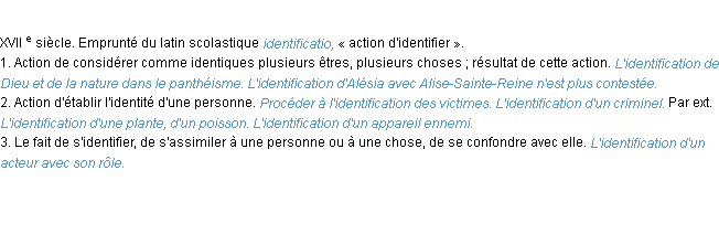 Définition identification ACAD 1986