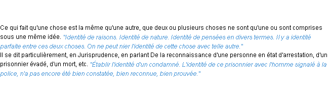 Définition identité ACAD 1835