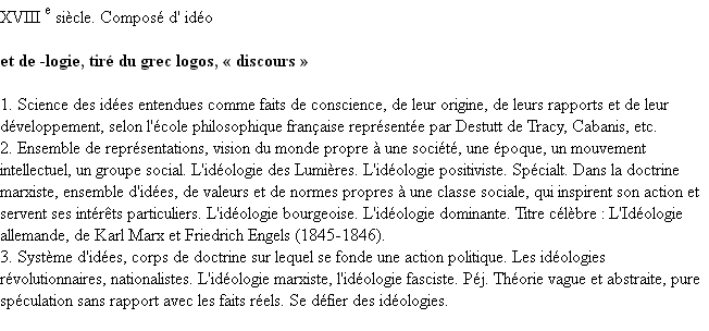 Définition idéologie ACAD 1986