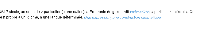 Définition idiomatique ACAD 1986