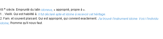 Définition idoine ACAD 1986