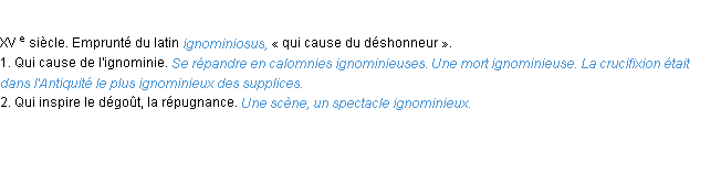 Définition ignominieux ACAD 1986