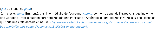 Définition iguane ACAD 1986