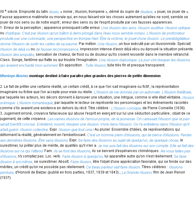 Définition illusion ACAD 1986